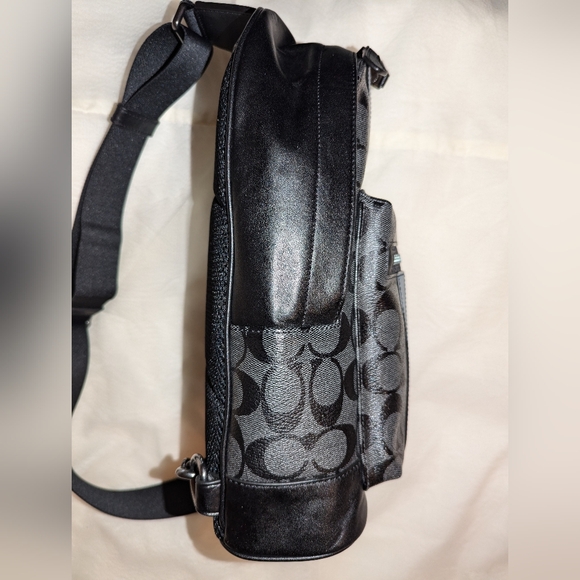 Coach West Pack In Signature Coated Canvas With Varsity Stripe Charcoal EUC - Picture 5 of 15